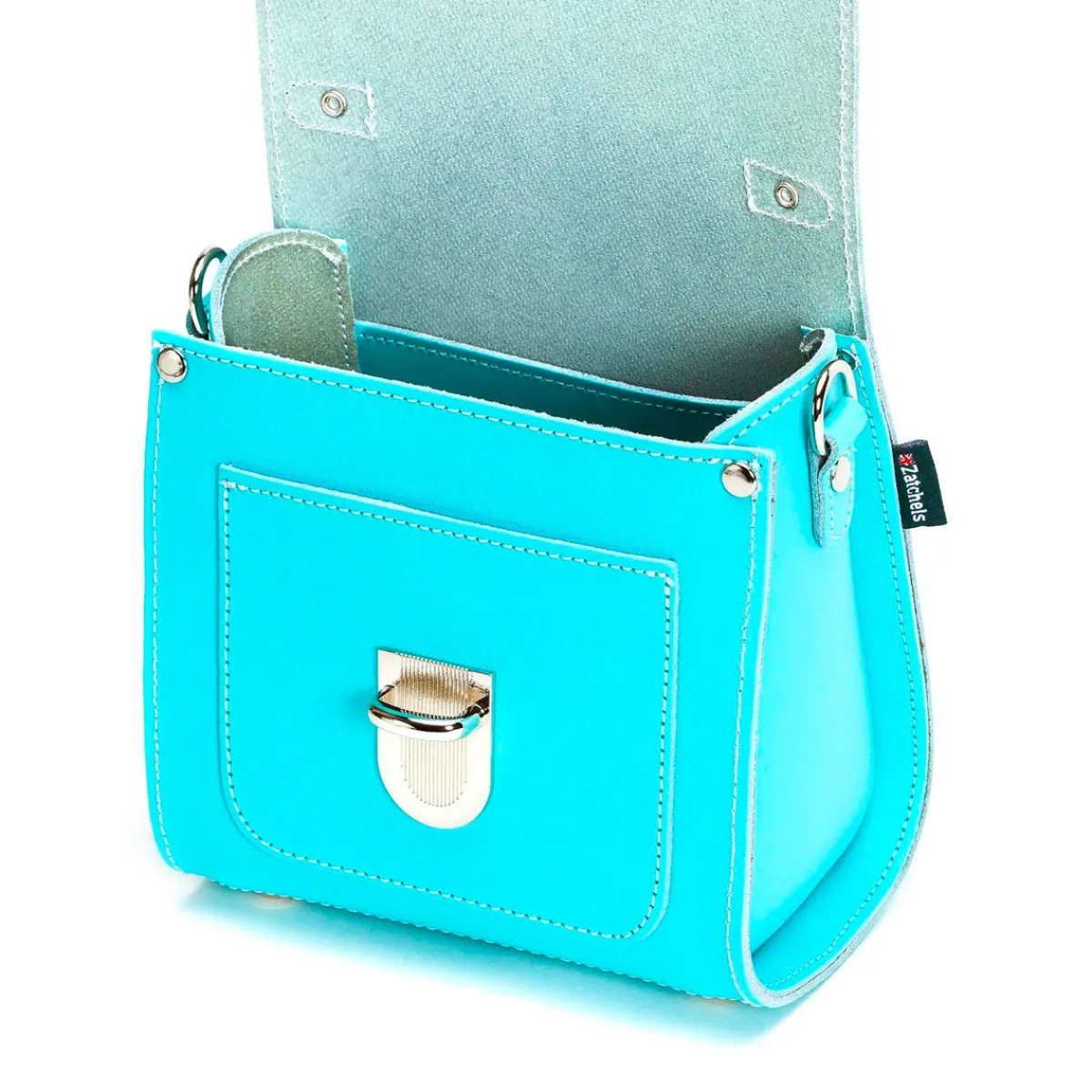Zatchels Handmade Leather Sugarcube Handbag - Limpet - Shell Blue><noscript><img width=