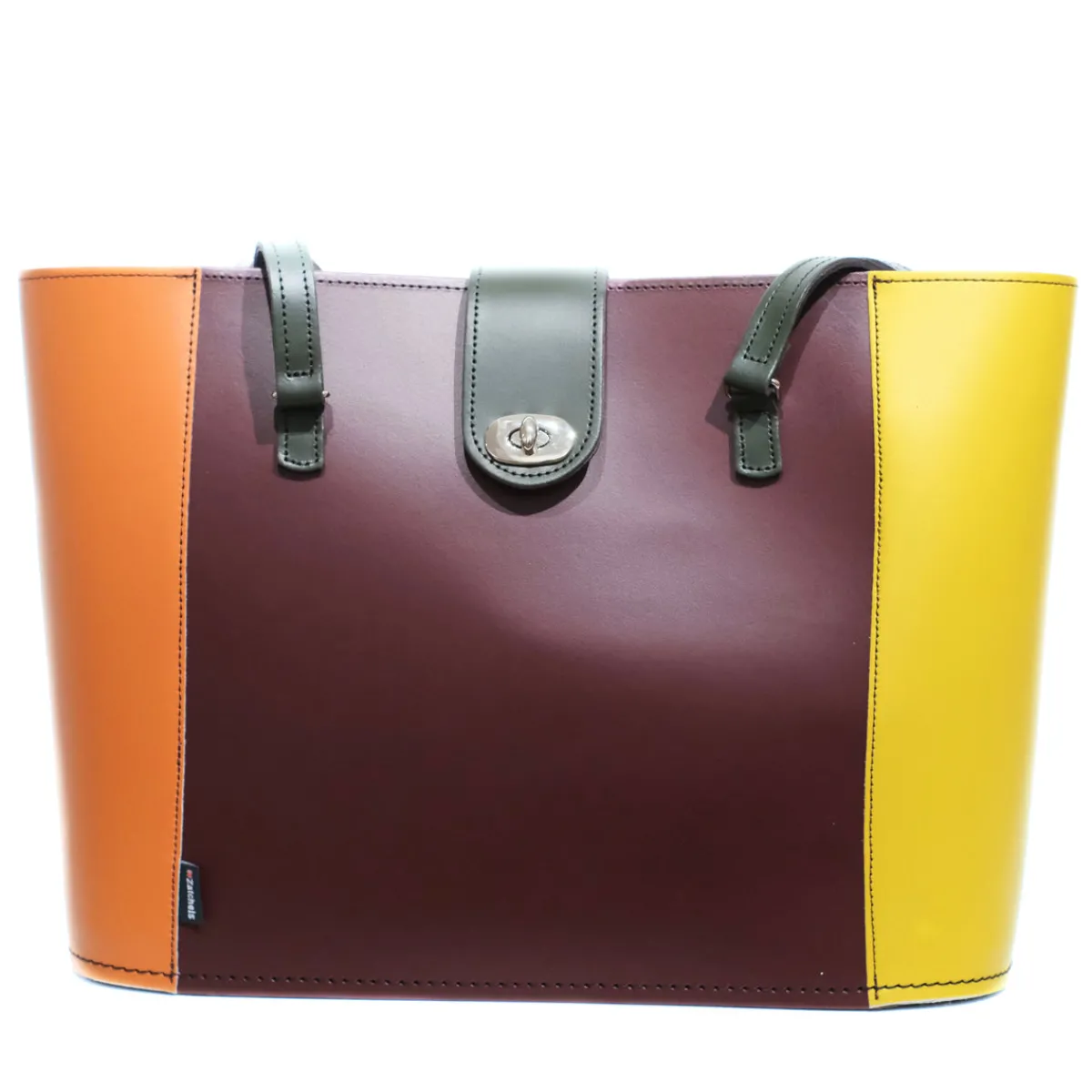 Zatchels Handmade Leather Twist Lock Shopper - Autumnal Kaleidoscope>Women Shoppers And Tote Bags