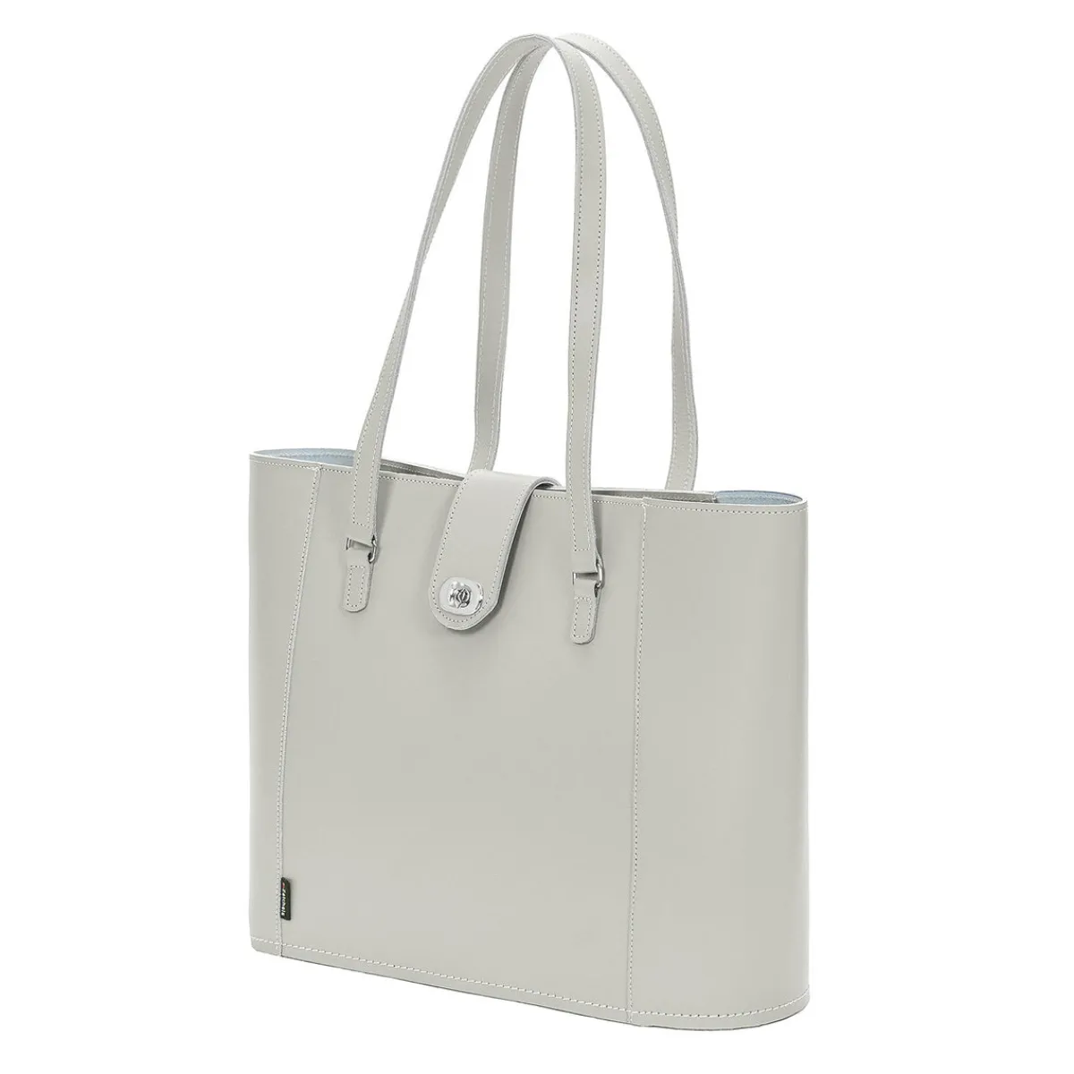 Zatchels Handmade Leather Twist Lock Shopper - Ghost>Women Shoppers And Tote Bags