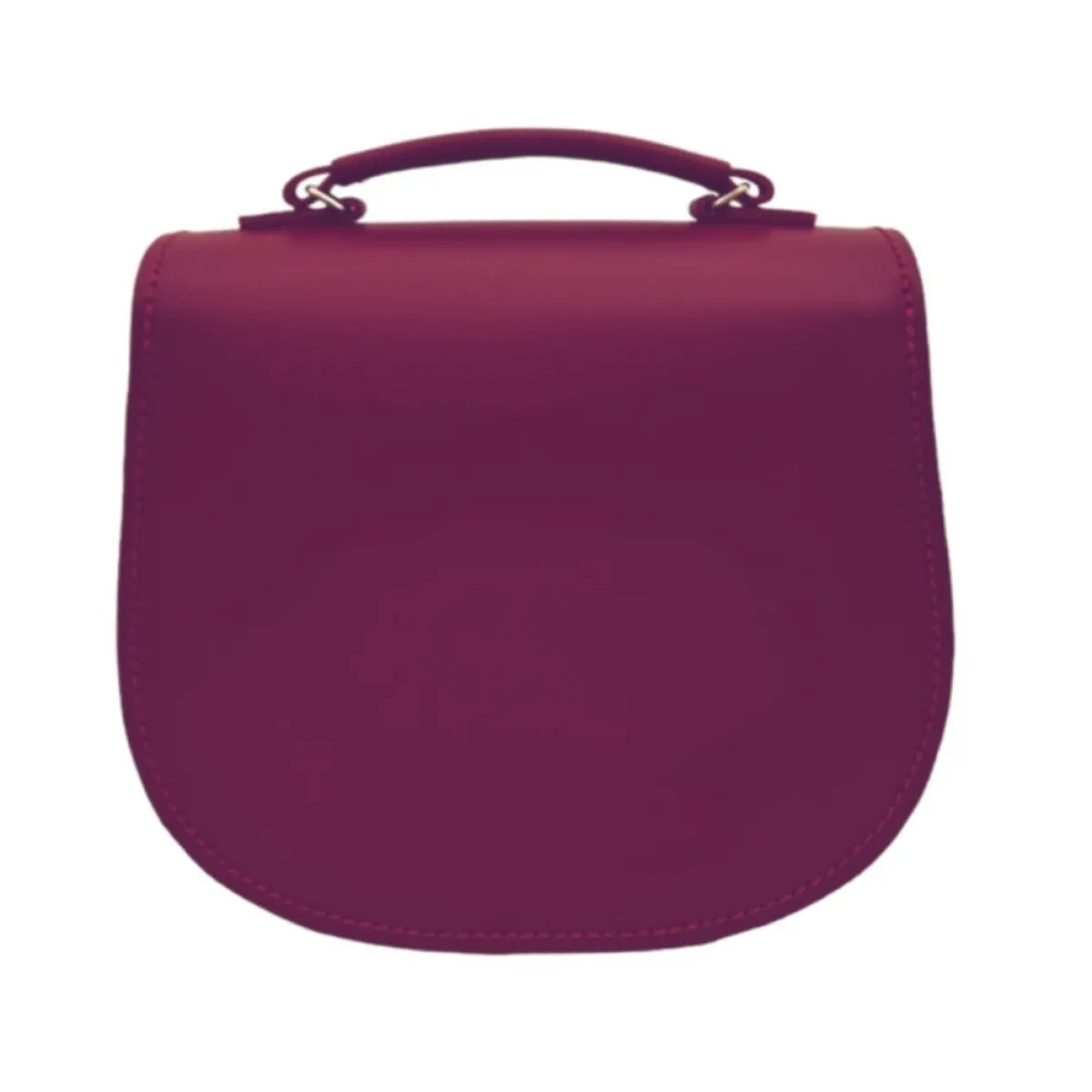 Zatchels Handmade Leather Twist Lock Saddle Bag - Magenta><noscript><img width=