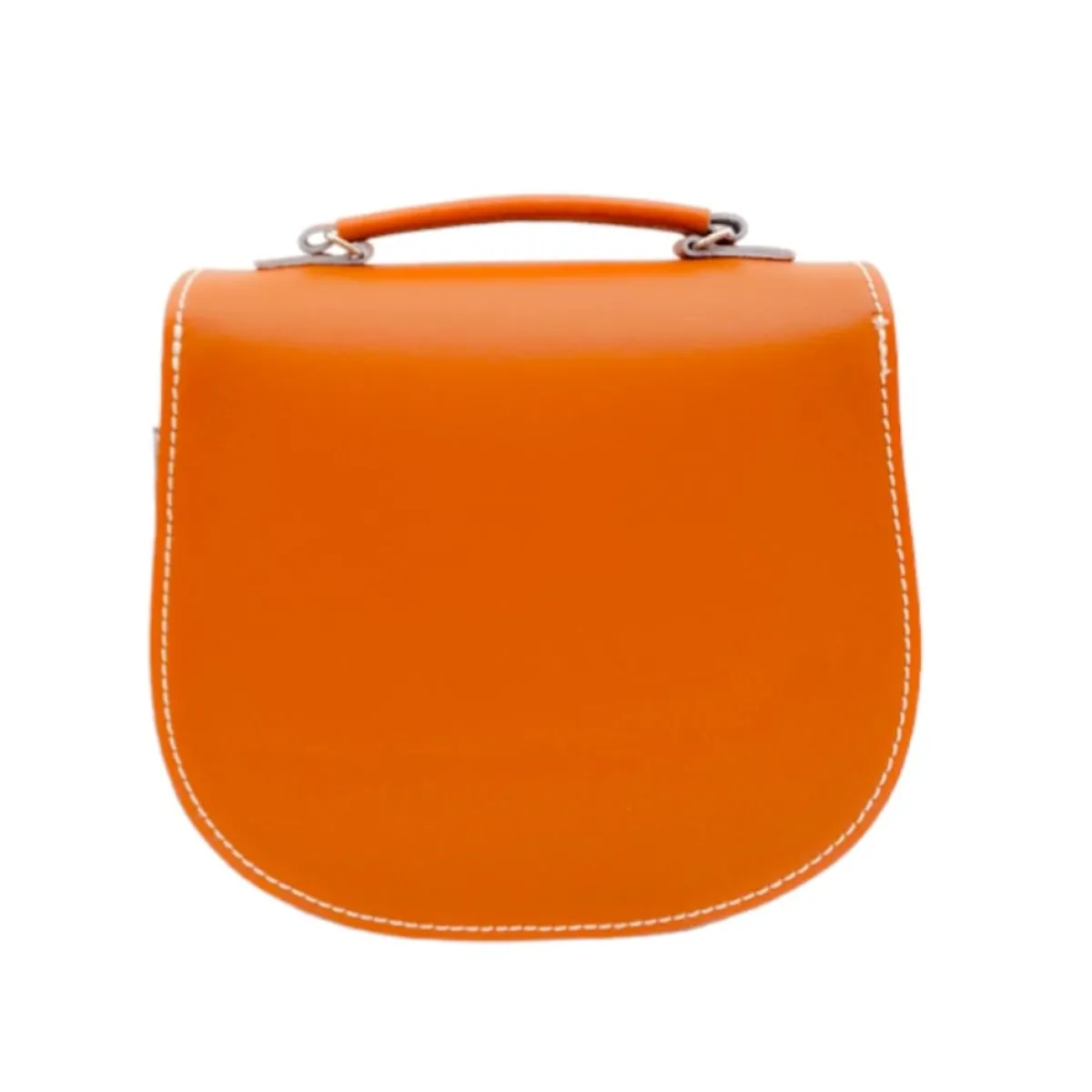 Zatchels Handmade Leather Twist Lock Saddle Bag - Orange><noscript><img width=