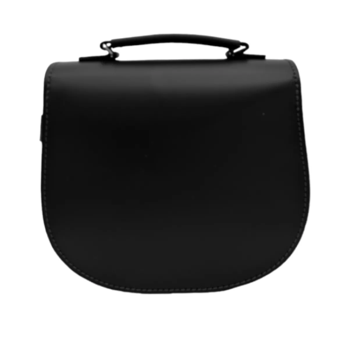 Zatchels Handmade Leather Twist Lock Saddle Bag - Black><noscript><img width=
