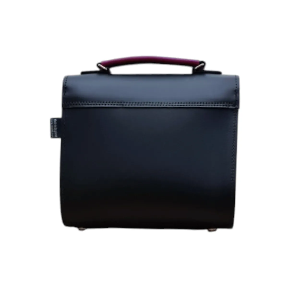 Zatchels Handmade Leather Two Tone Sugarcube Handbag Black - Magenta><noscript><img width=