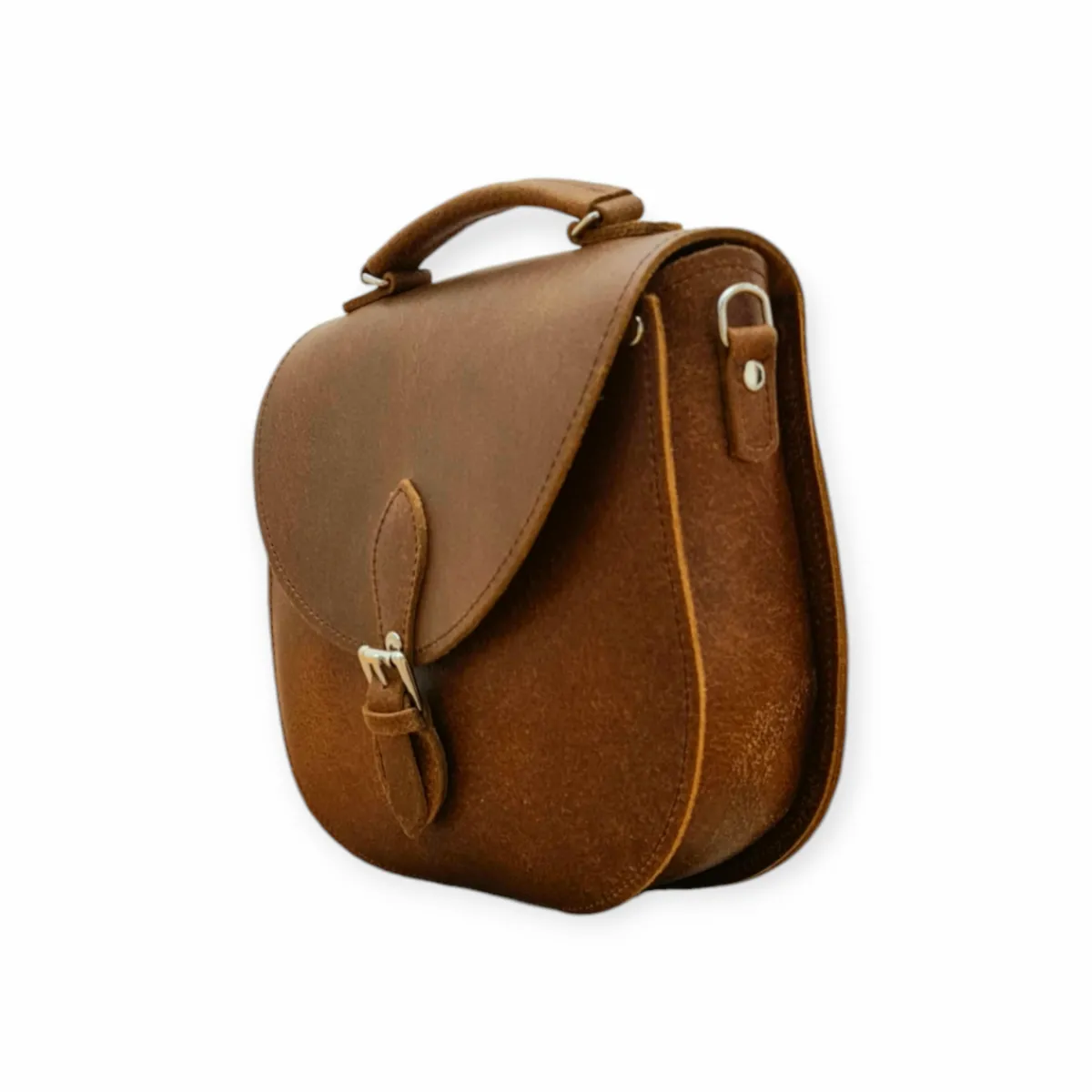 Zatchels Handmade Tannery Leather Saddle Bag - Tan><noscript><img width=