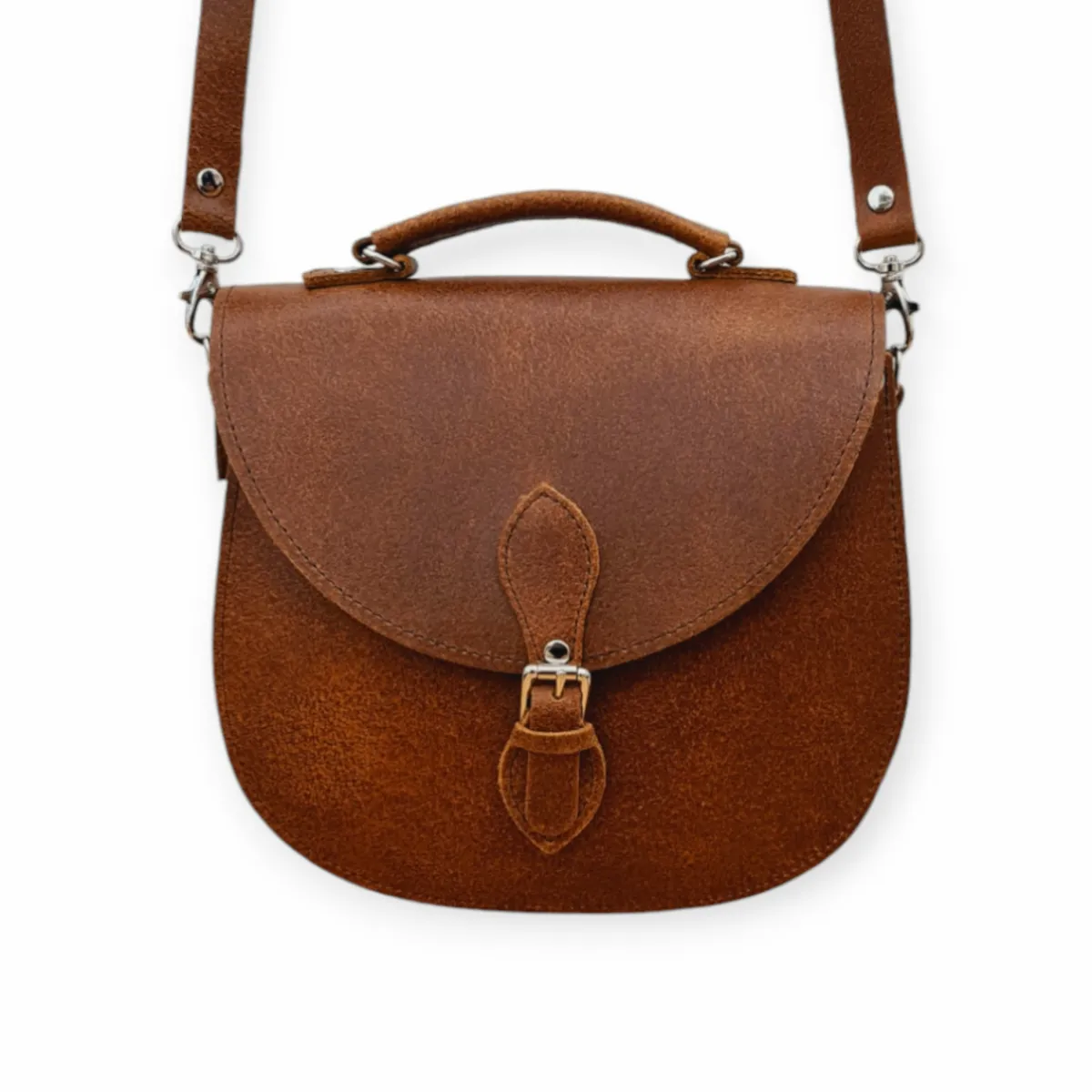Zatchels Handmade Tannery Leather Saddle Bag - Tan><noscript><img width=