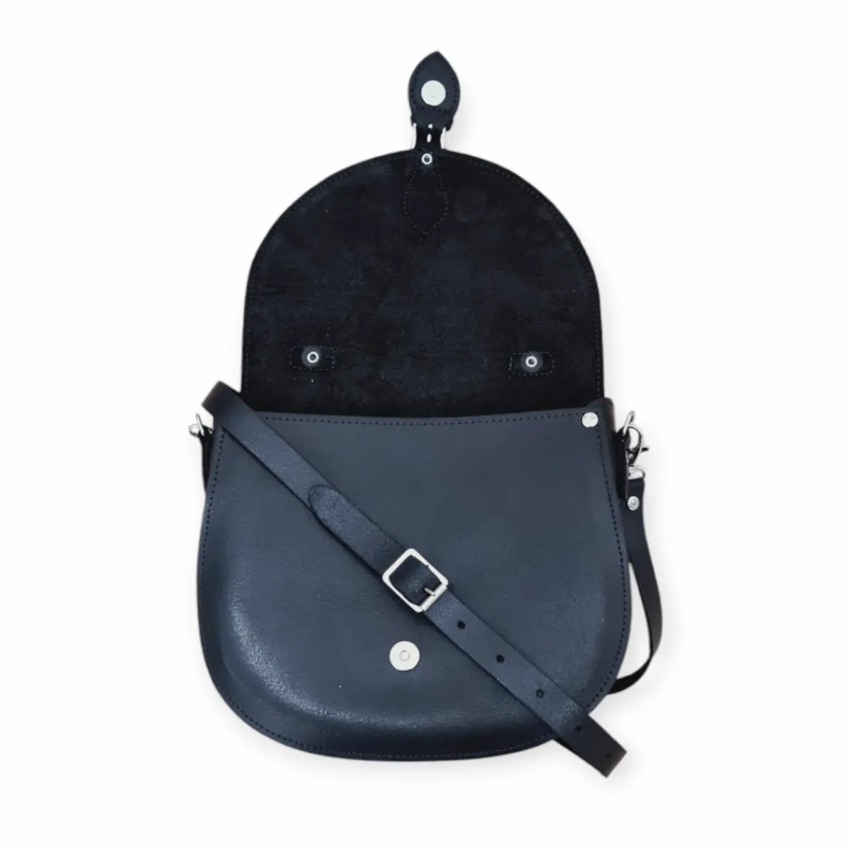 Zatchels Handmade Tannery Leather Saddle Bag - Black>Women Saddle Bags|Women's Tannery Collection
