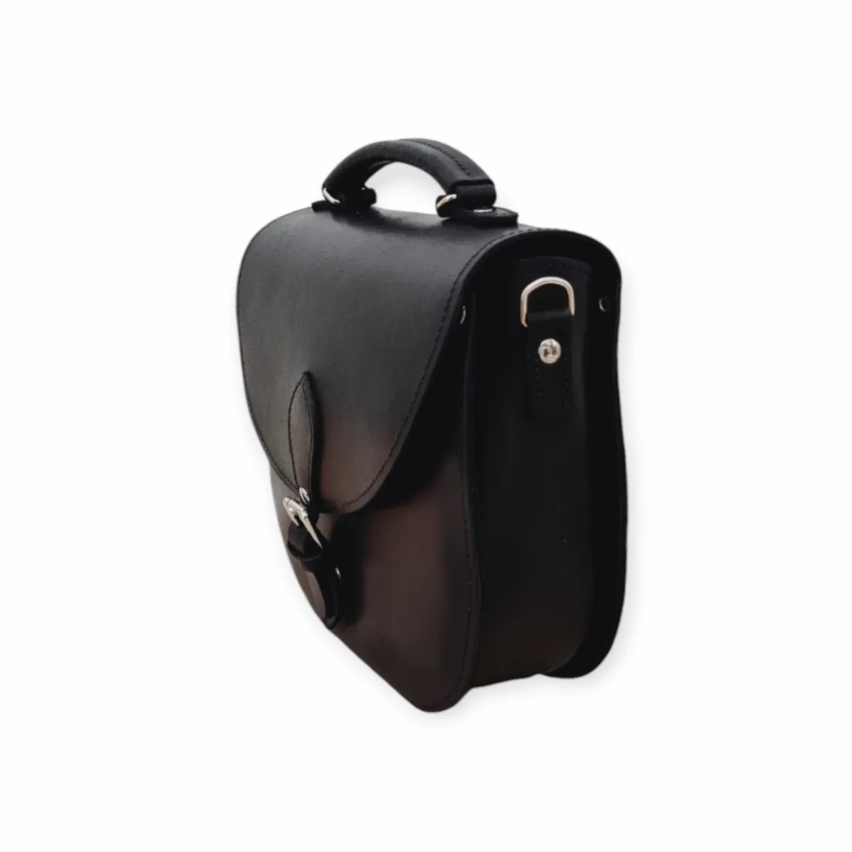 Zatchels Handmade Tannery Leather Saddle Bag - Black><noscript><img width=