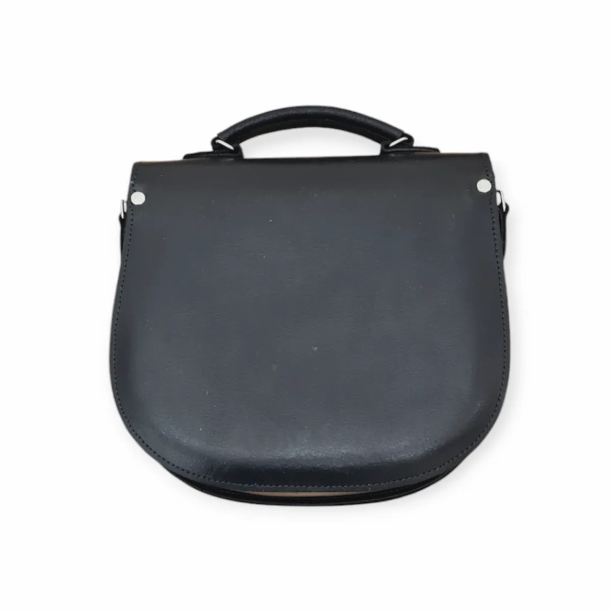 Zatchels Handmade Tannery Leather Saddle Bag - Black><noscript><img width=