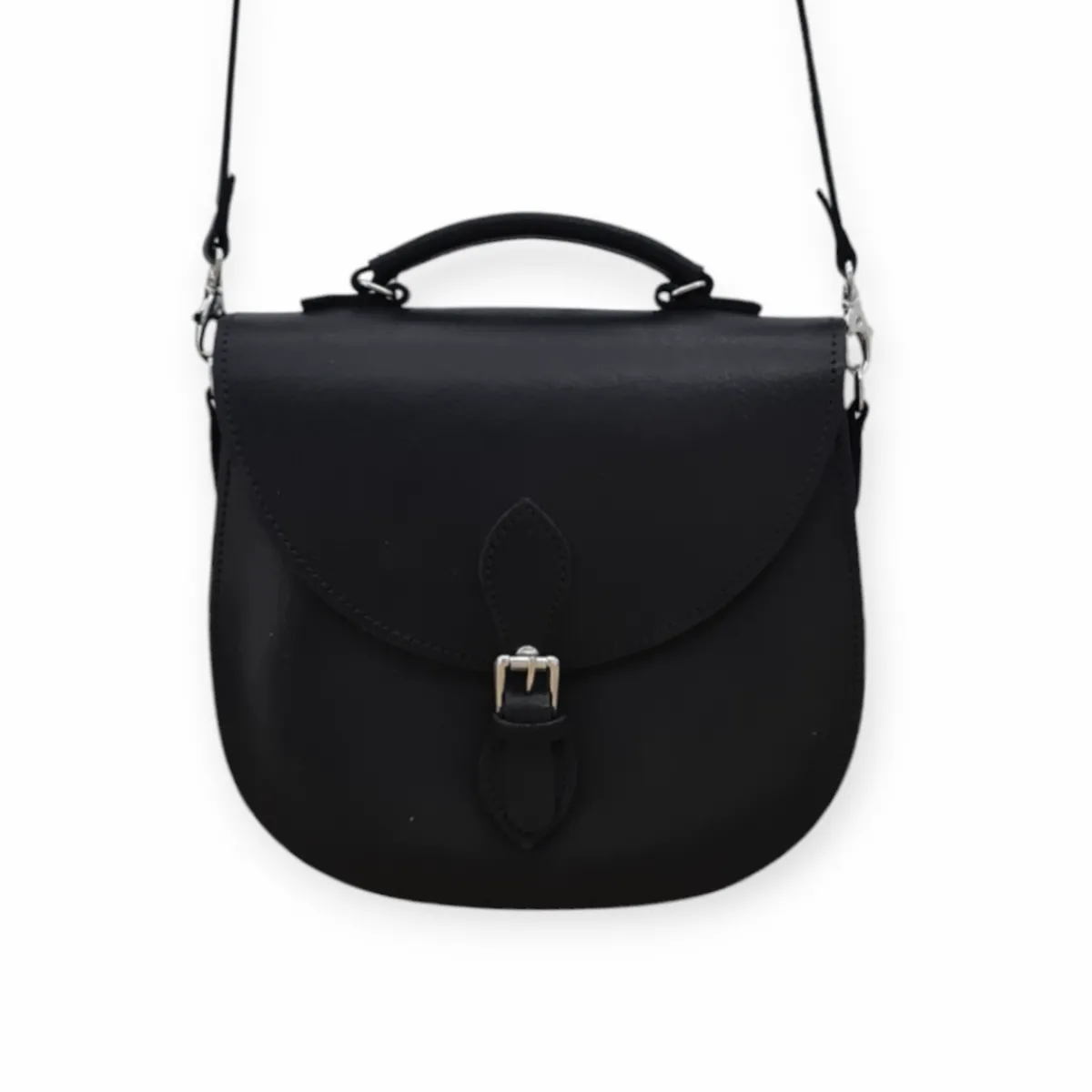 Zatchels Handmade Tannery Leather Saddle Bag - Black><noscript><img width=