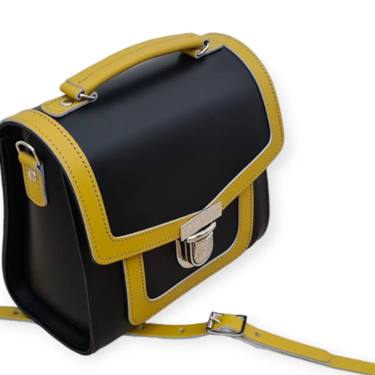 Zatchels Harmony Handmade Leather Sugarcube Plus Handbag - Ochre><noscript><img width=