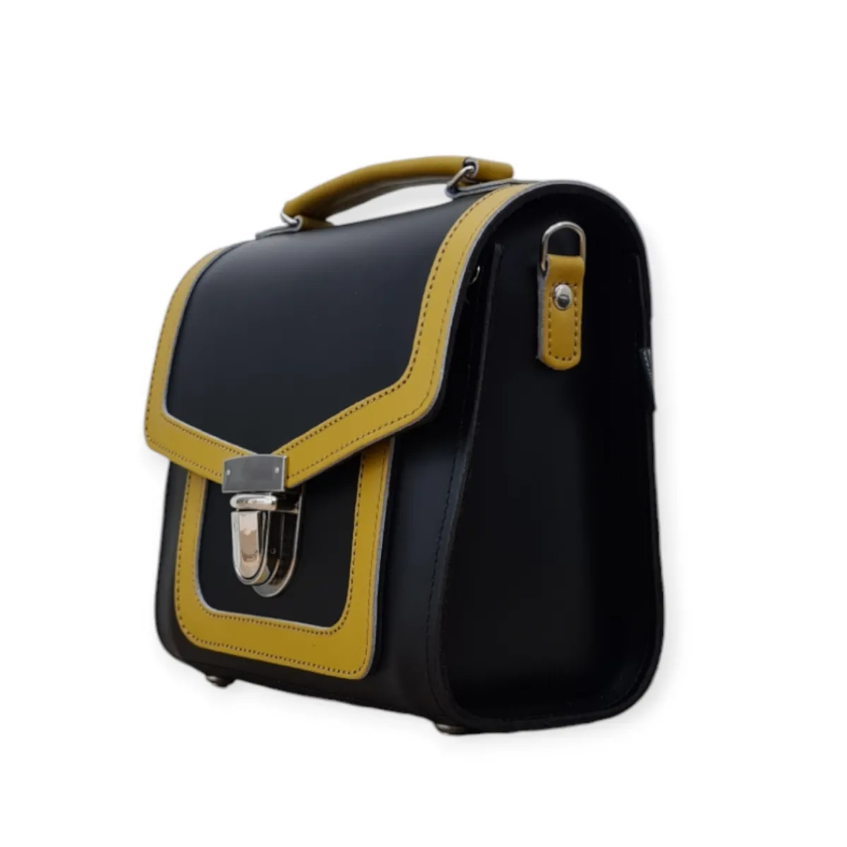 Zatchels Harmony Handmade Leather Sugarcube Plus Handbag - Ochre><noscript><img width=