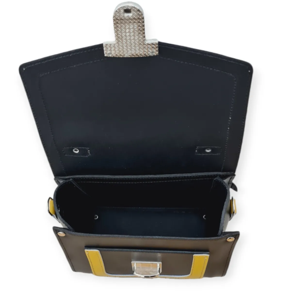 Zatchels Harmony Handmade Leather Sugarcube Plus Handbag - Ochre><noscript><img width=