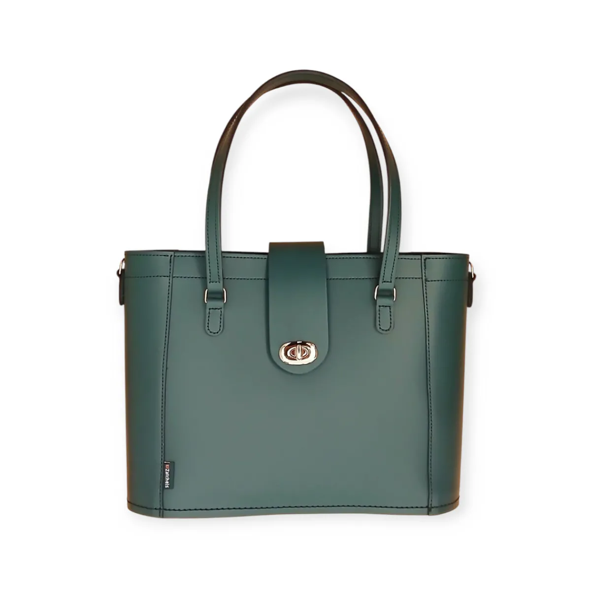 Zatchels Leather Handmade Mini Twist Lock Shopper Bag - Pine - In Stock & Ready to Ship>Women Shoppers And Tote Bags