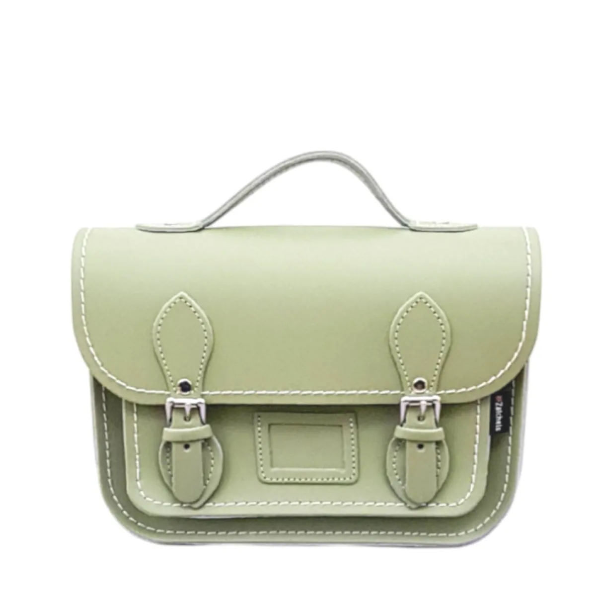 Zatchels Leather Midi Satchel - Sage Green>Women Small Satchels|Midi Satchels