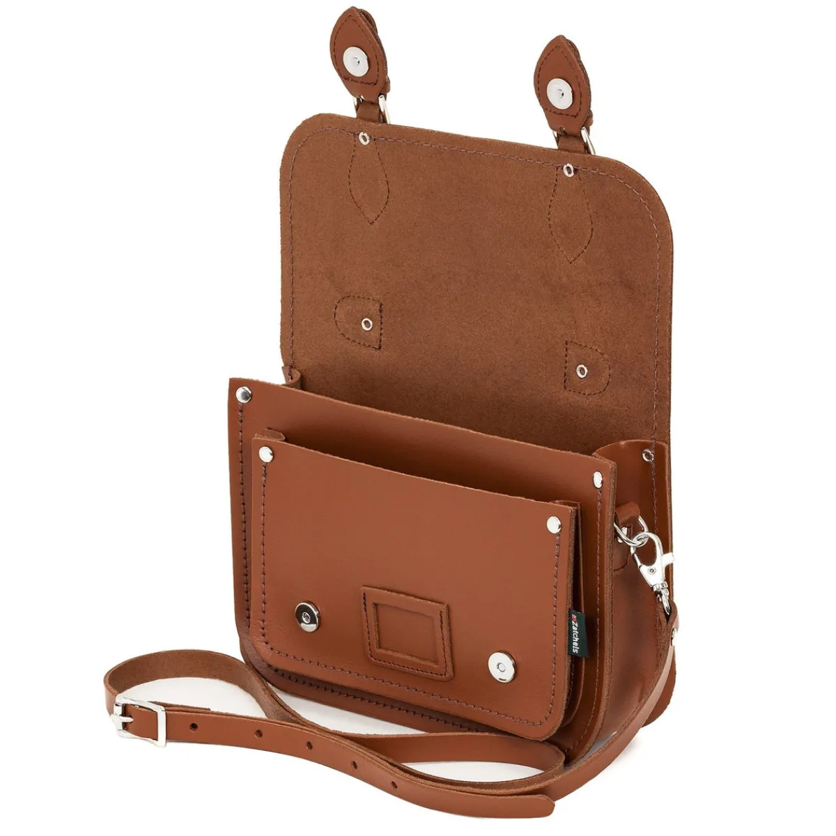 Zatchels Leather Midi Satchel - Chestnut><noscript><img width=