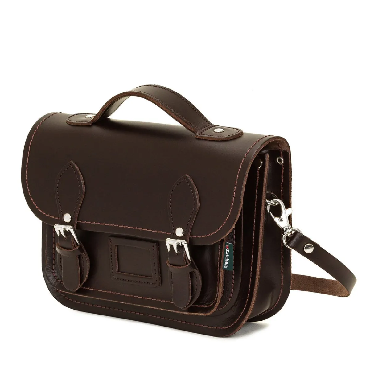 Zatchels Leather Midi Satchel - Dark Brown>Women Small Satchels|Midi Satchels