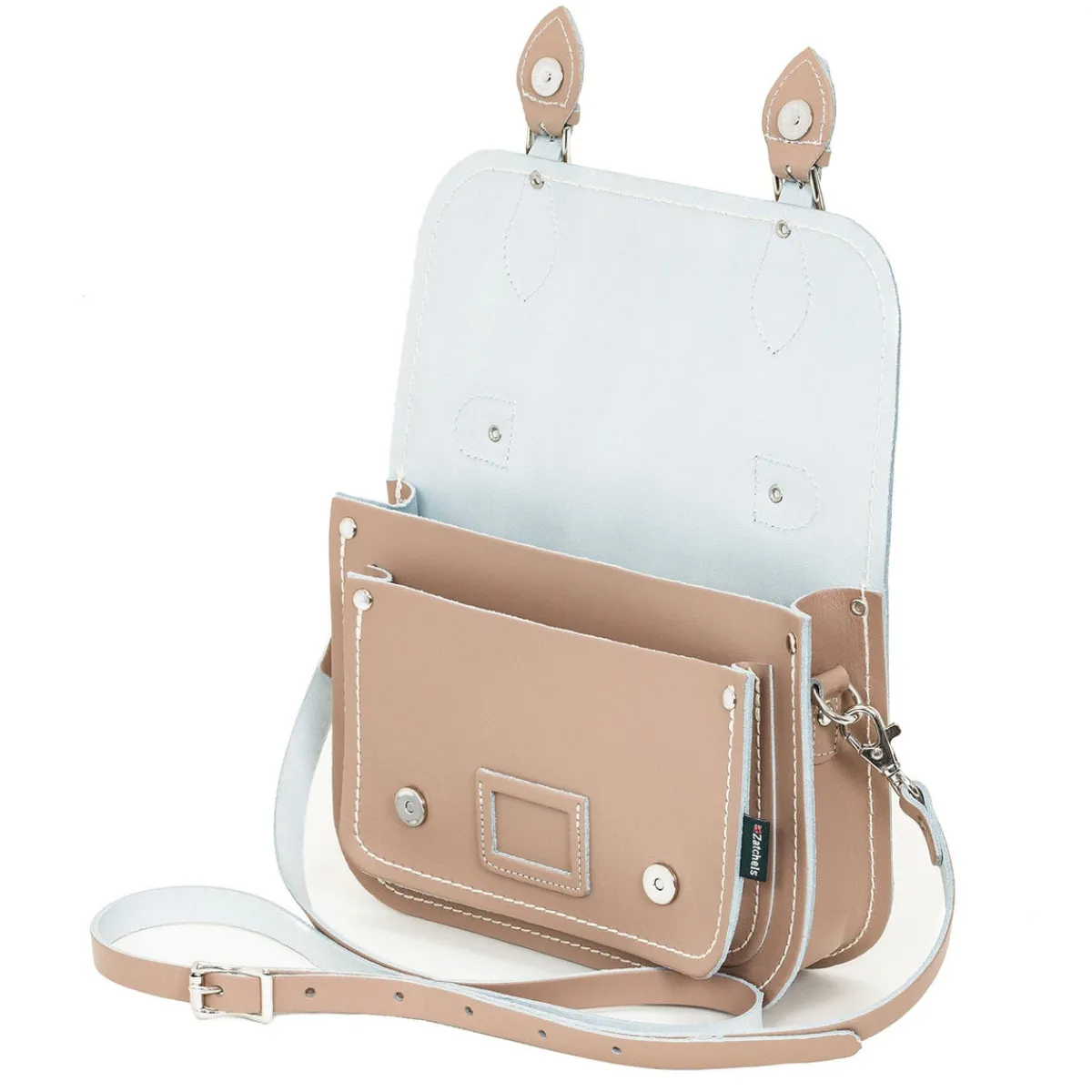 Zatchels Leather Midi Satchel - Iced Coffee><noscript><img width=
