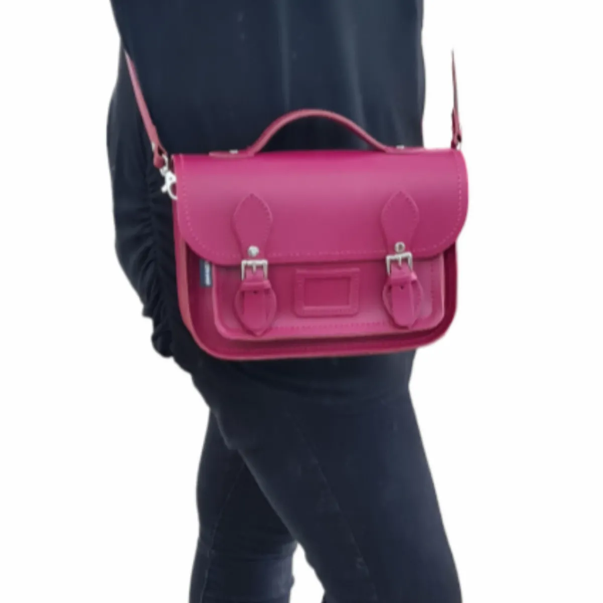 Zatchels Leather Midi Satchel - Magenta><noscript><img width=