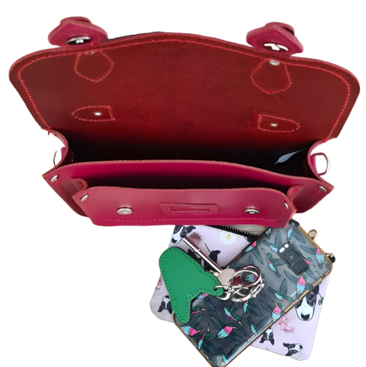 Zatchels Leather Midi Satchel - Magenta><noscript><img width=