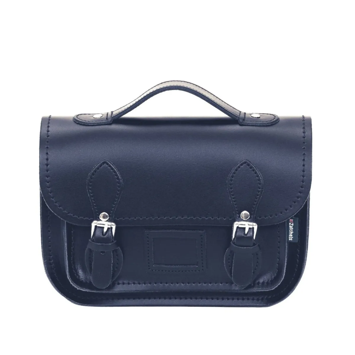 Zatchels Leather Midi Satchel - Navy>Women Small Satchels|Midi Satchels