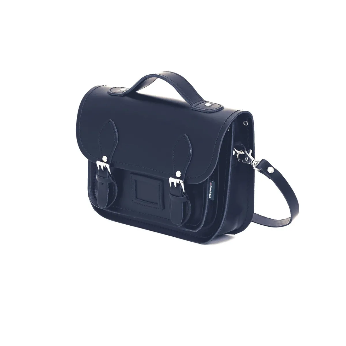 Zatchels Leather Midi Satchel - Navy>Women Small Satchels|Midi Satchels