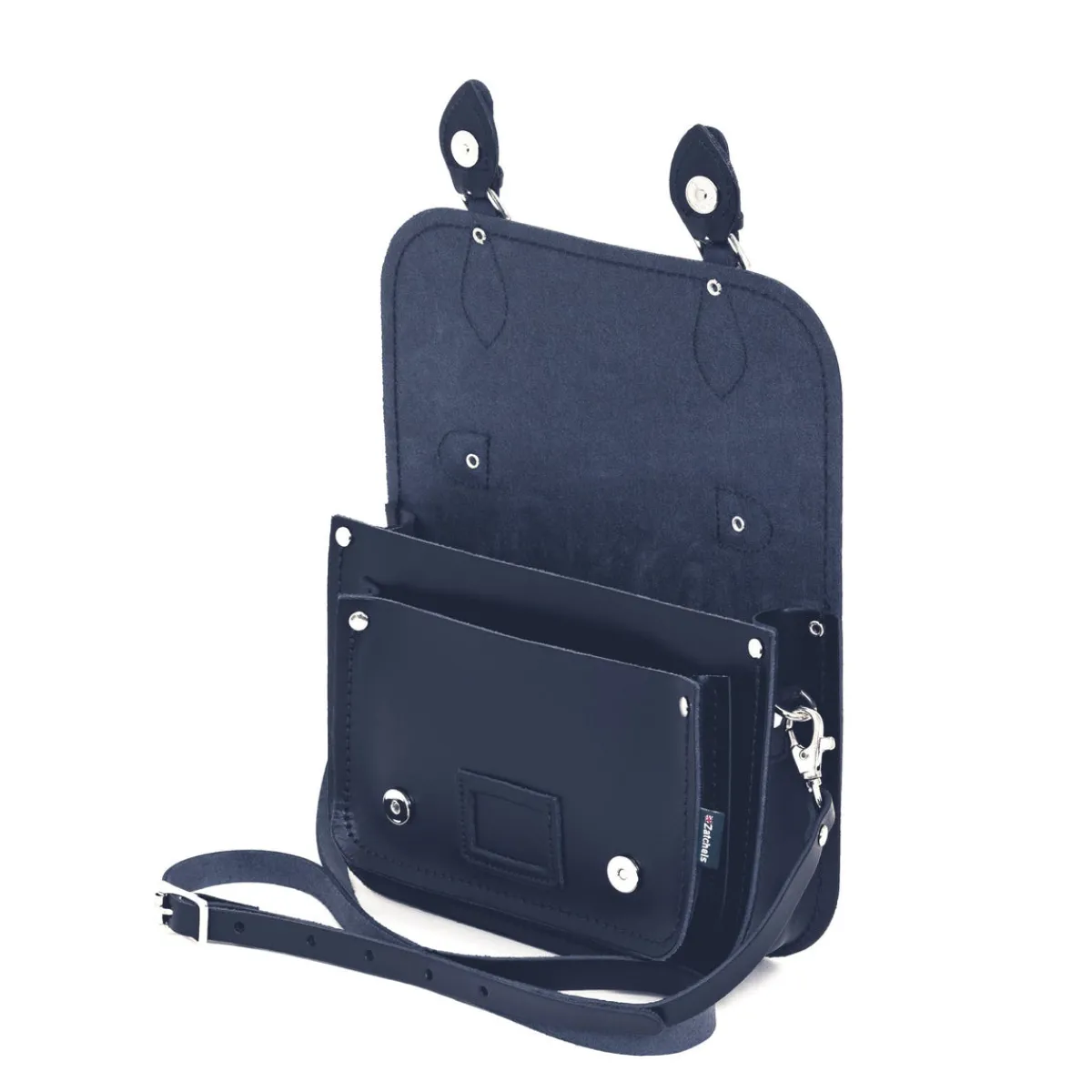 Zatchels Leather Midi Satchel - Navy><noscript><img width=