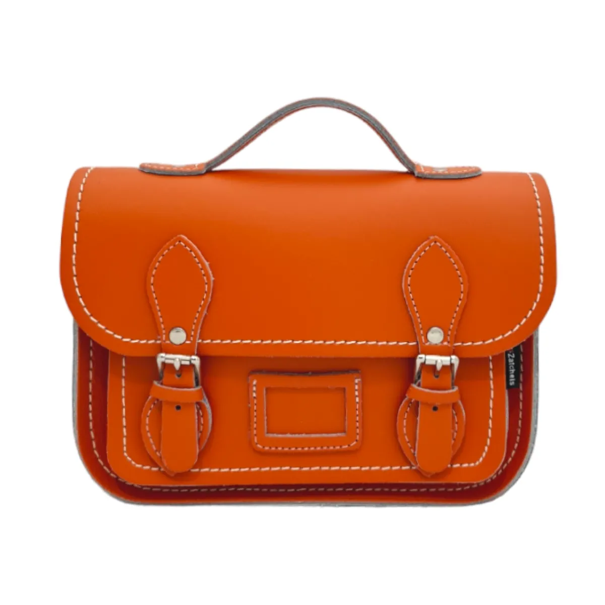 Zatchels Leather Midi Satchel - Orange>Women Small Satchels|Midi Satchels