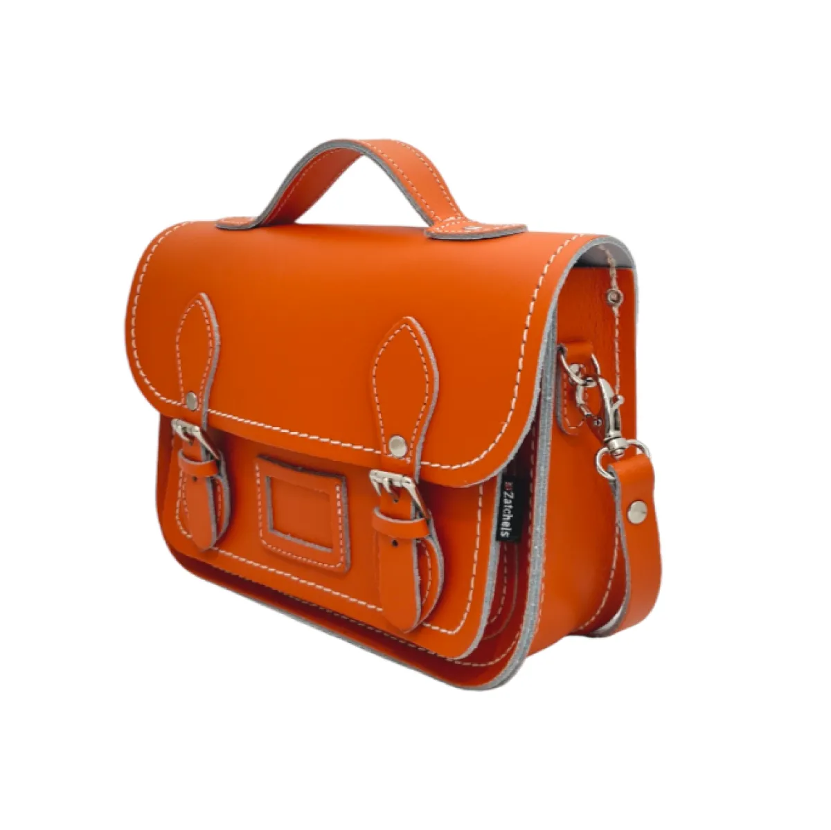Zatchels Leather Midi Satchel - Orange>Women Small Satchels|Midi Satchels