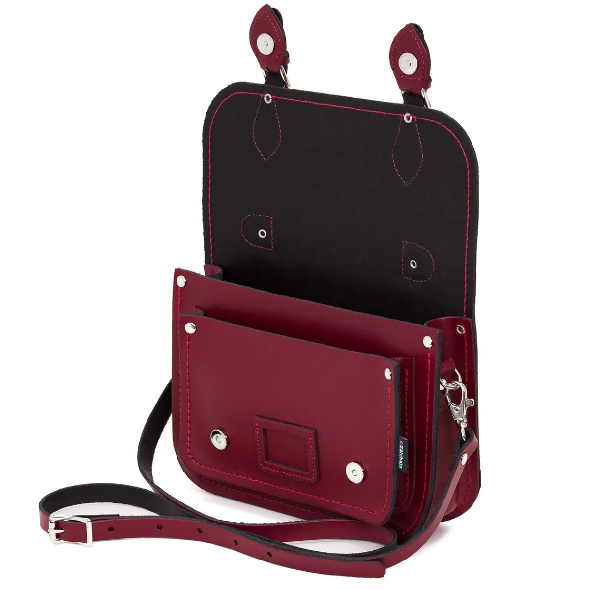 Zatchels Leather Midi Satchel - Oxblood><noscript><img width=