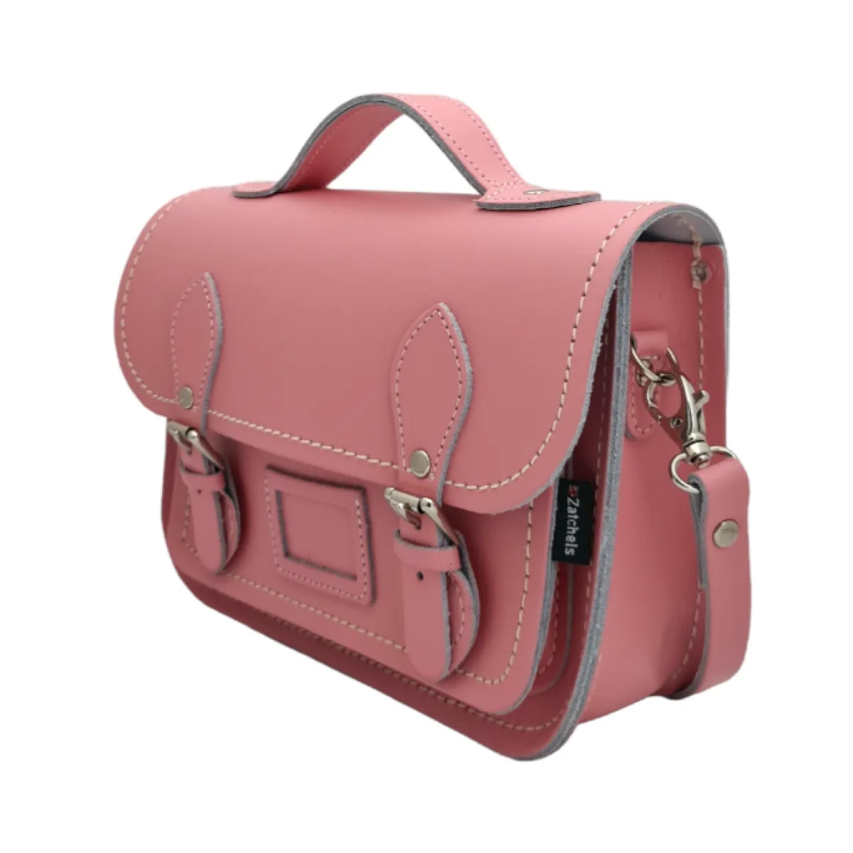 Zatchels Leather Midi Satchel - Pastel Pink>Women Small Satchels|Midi Satchels