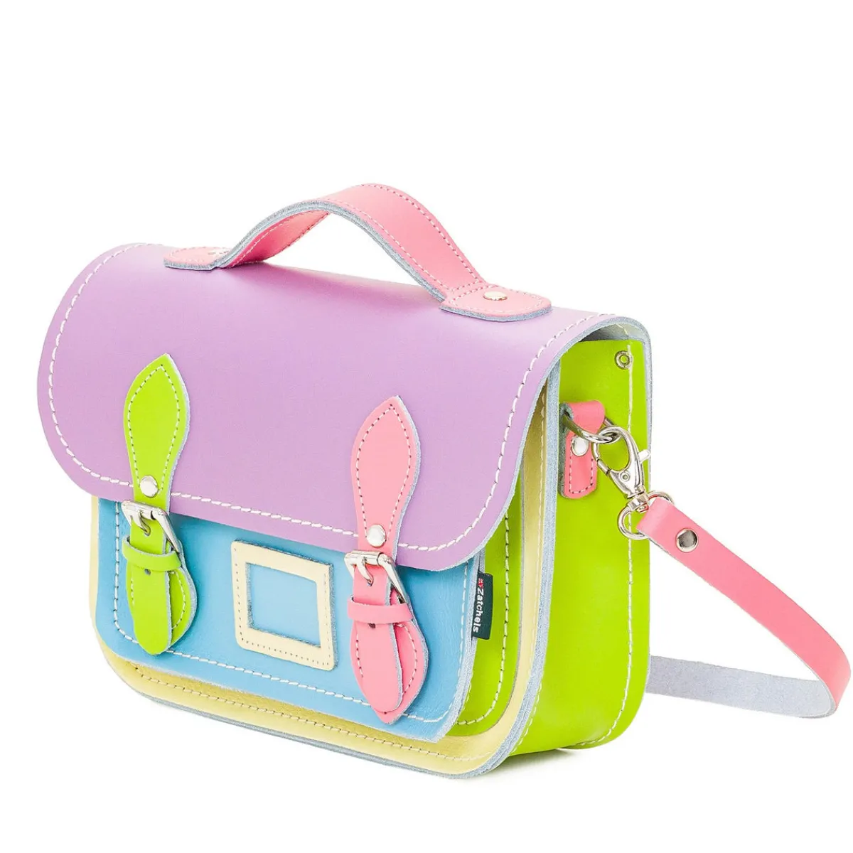 Zatchels Leather Midi Satchel - Pastel Kaleidoscope><noscript><img width=