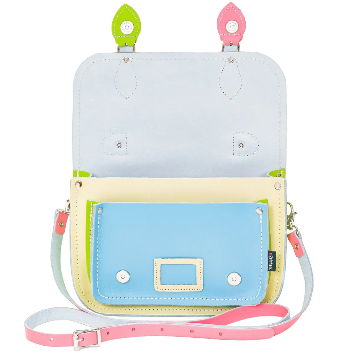 Zatchels Leather Midi Satchel - Pastel Kaleidoscope><noscript><img width=