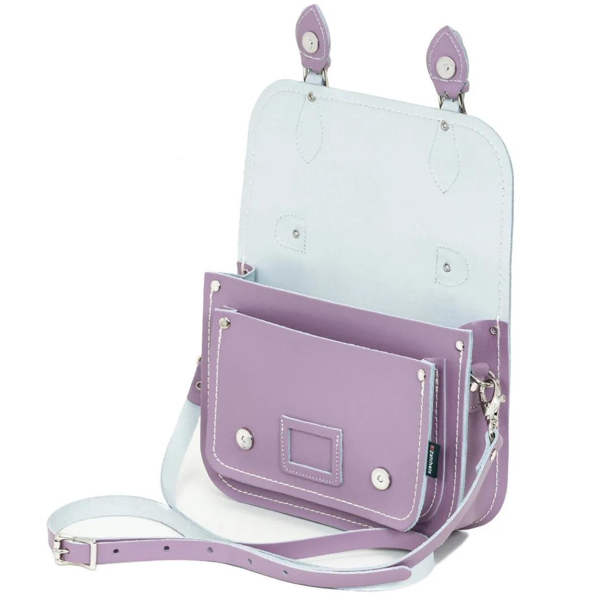 Zatchels Leather Midi Satchel - Pastel Violet><noscript><img width=
