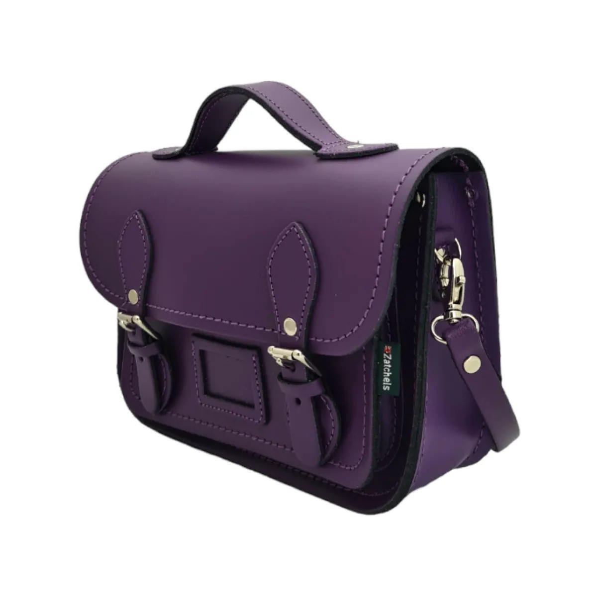 Zatchels Leather Midi Satchel - Purple>Women Small Satchels|Midi Satchels
