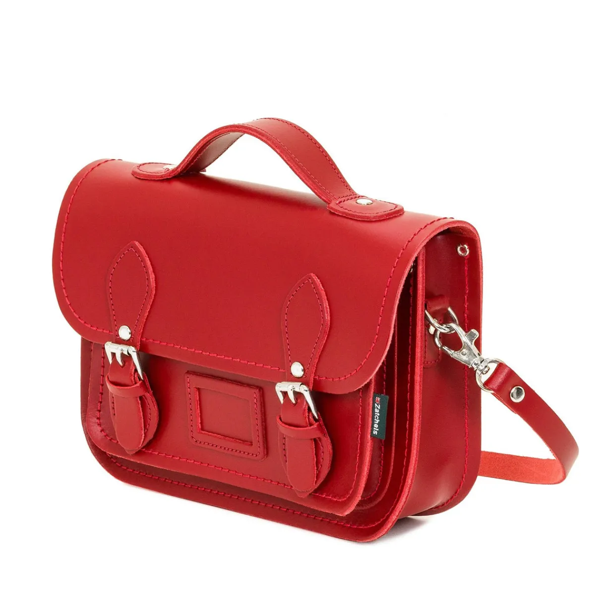 Zatchels Leather Midi Satchel - Red>Women Small Satchels|Midi Satchels