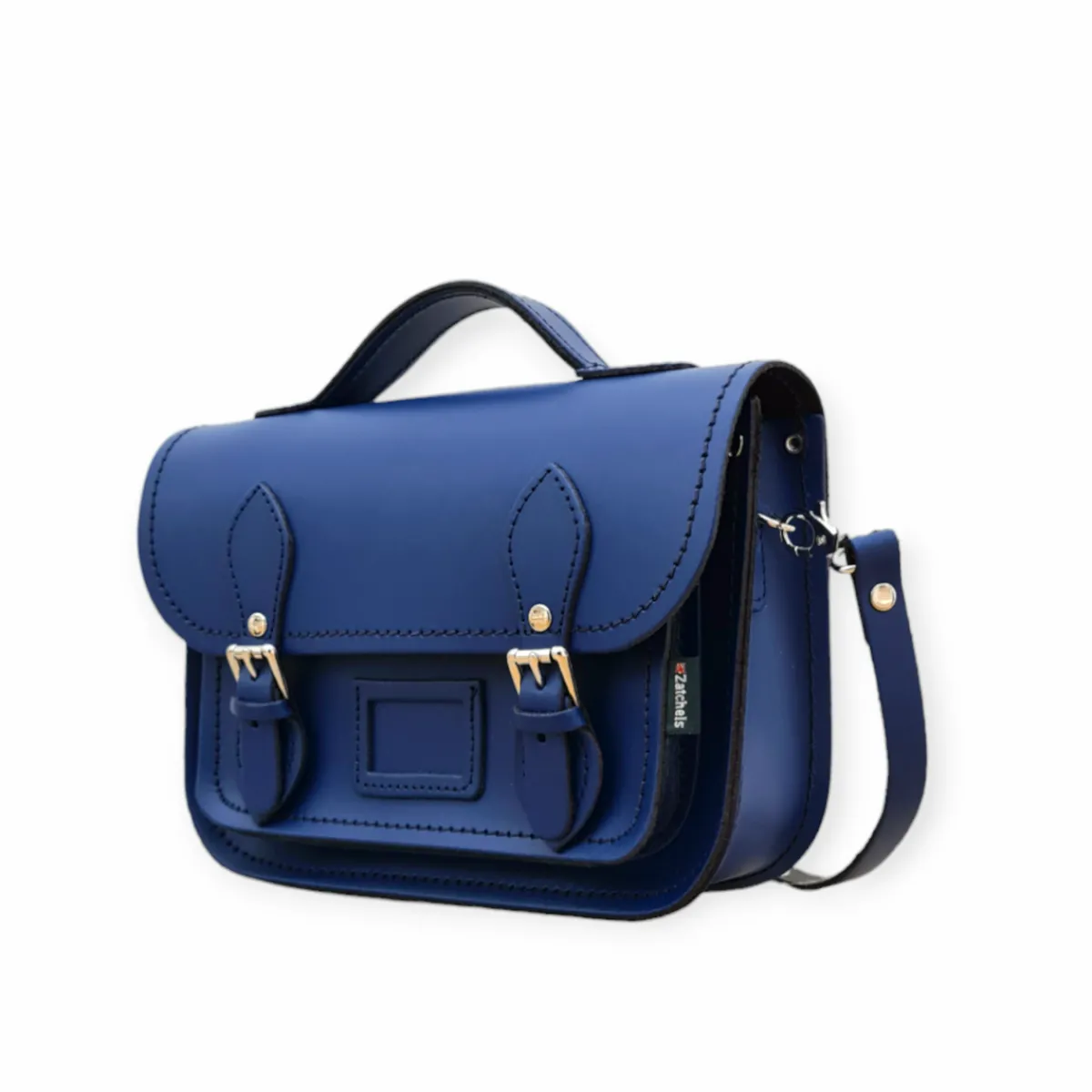 Zatchels Leather Midi Satchel - Royal Blue>Women Small Satchels|Midi Satchels