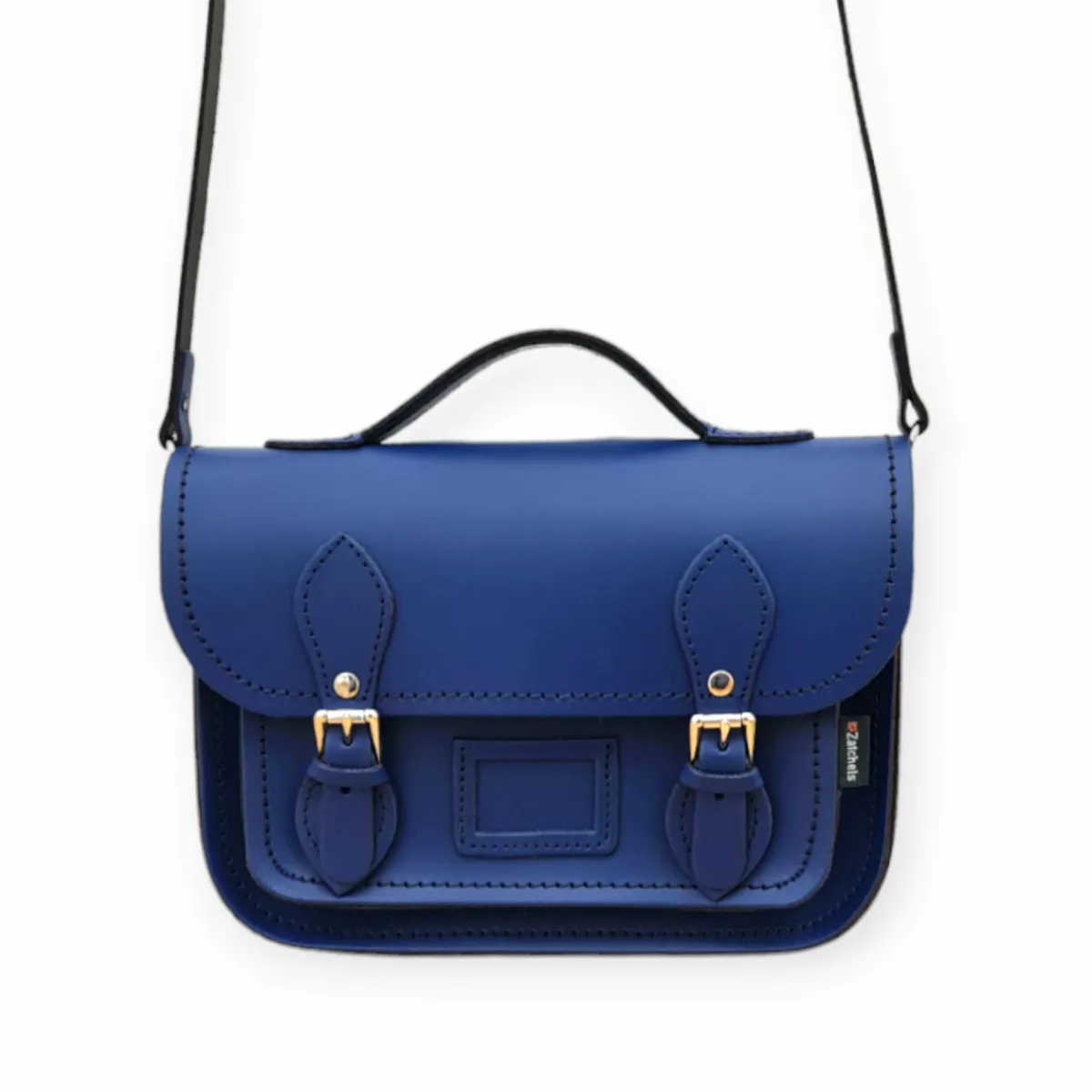 Zatchels Leather Midi Satchel - Royal Blue><noscript><img width=