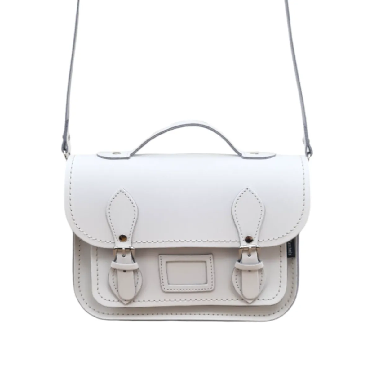 Zatchels Leather Midi Satchel - White>Women Small Satchels|Midi Satchels