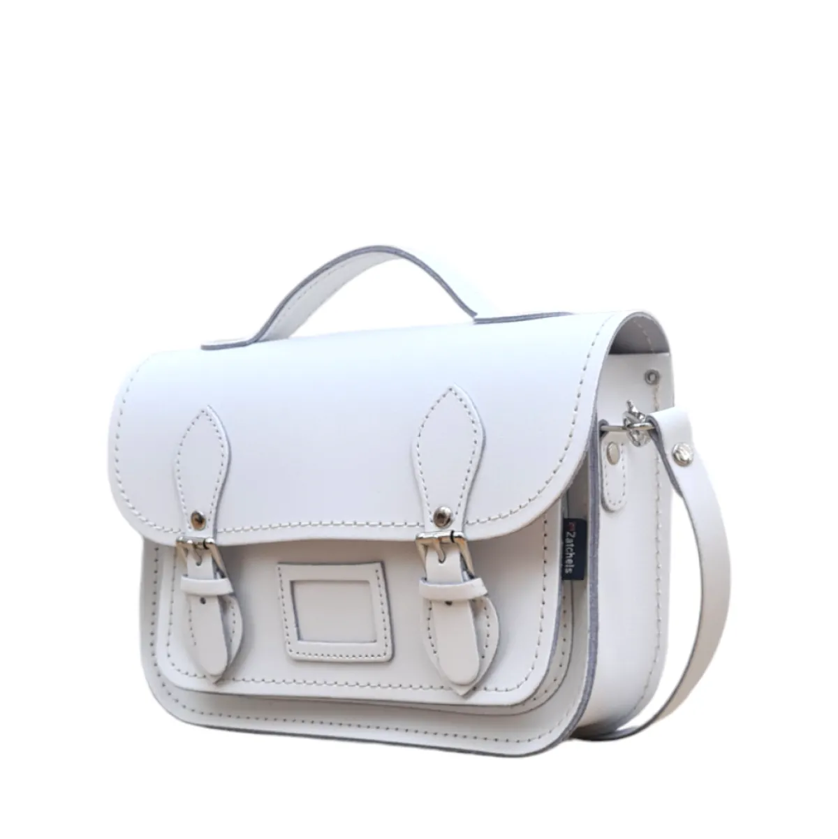 Zatchels Leather Midi Satchel - White><noscript><img width=