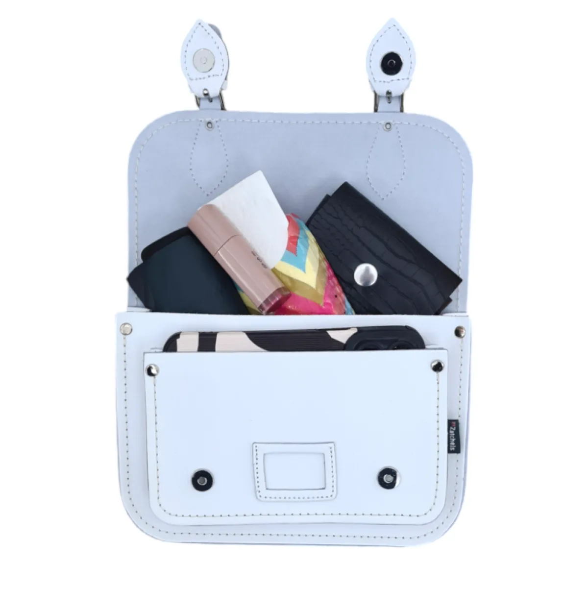 Zatchels Leather Midi Satchel - White><noscript><img width=