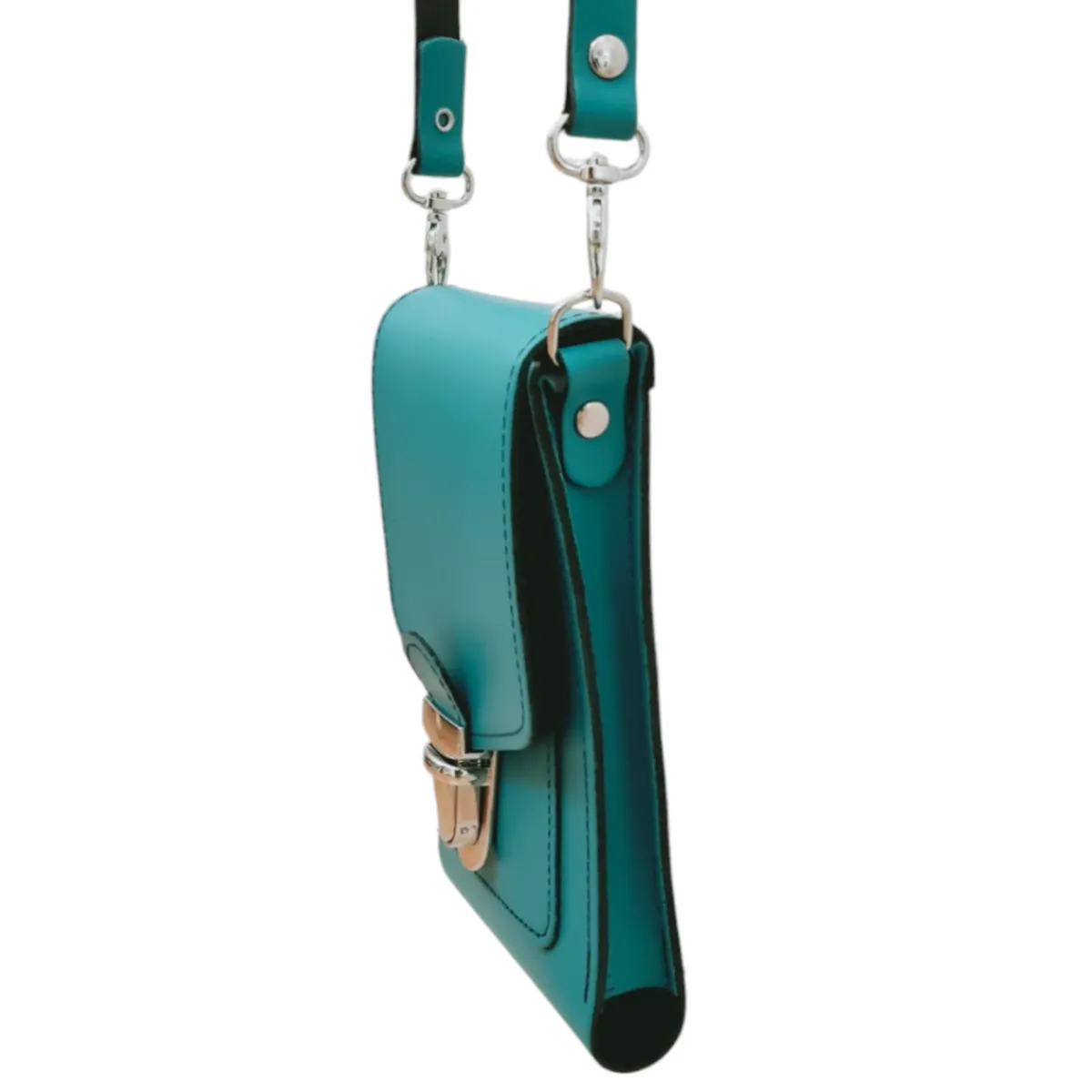 Zatchels Leather Push Lock Crossbody Phone Case - Teal><noscript><img width=