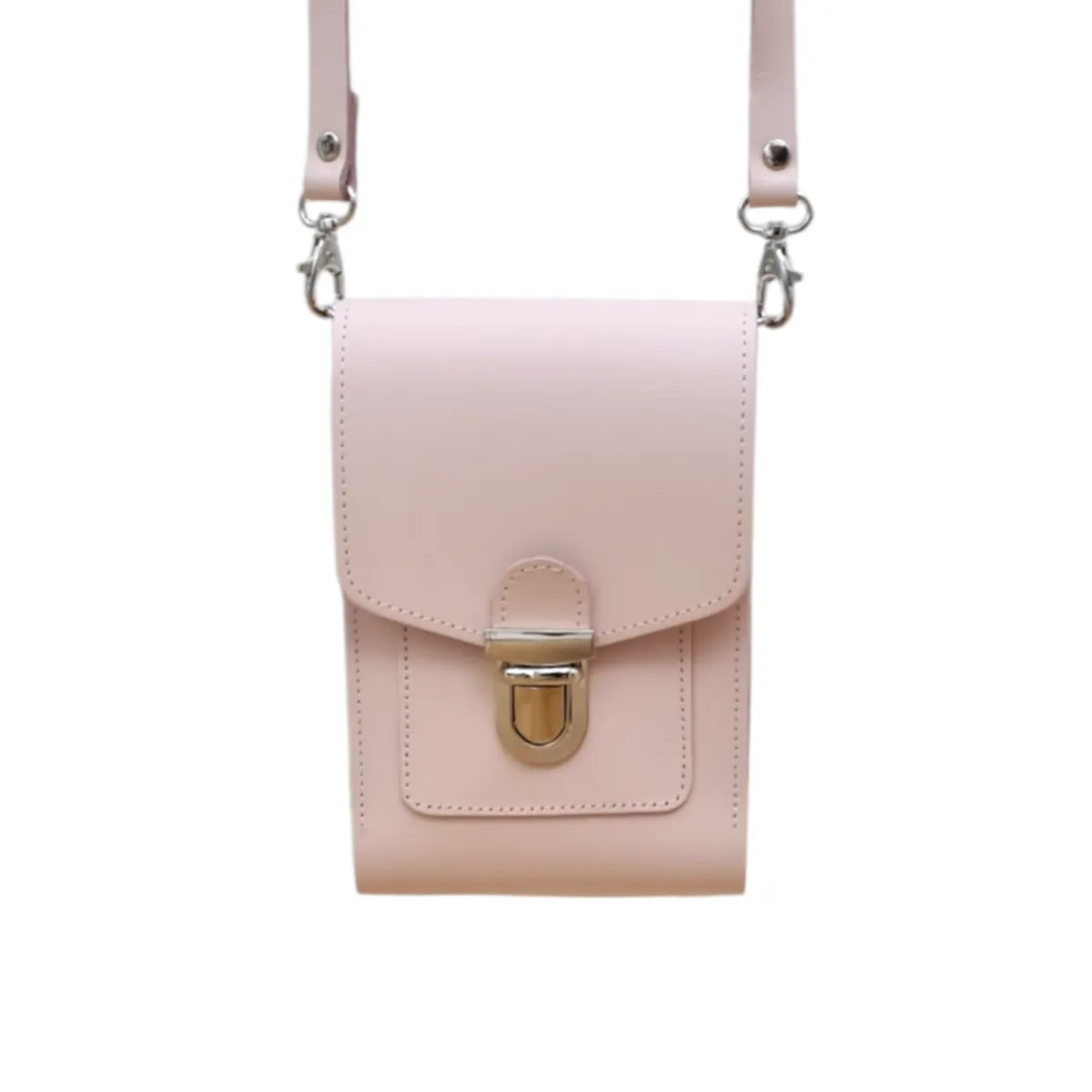 Zatchels Leather Push Lock Crossbody Phone Case - Cherry Blossom>Women Phone Bags|Cross Body Bags