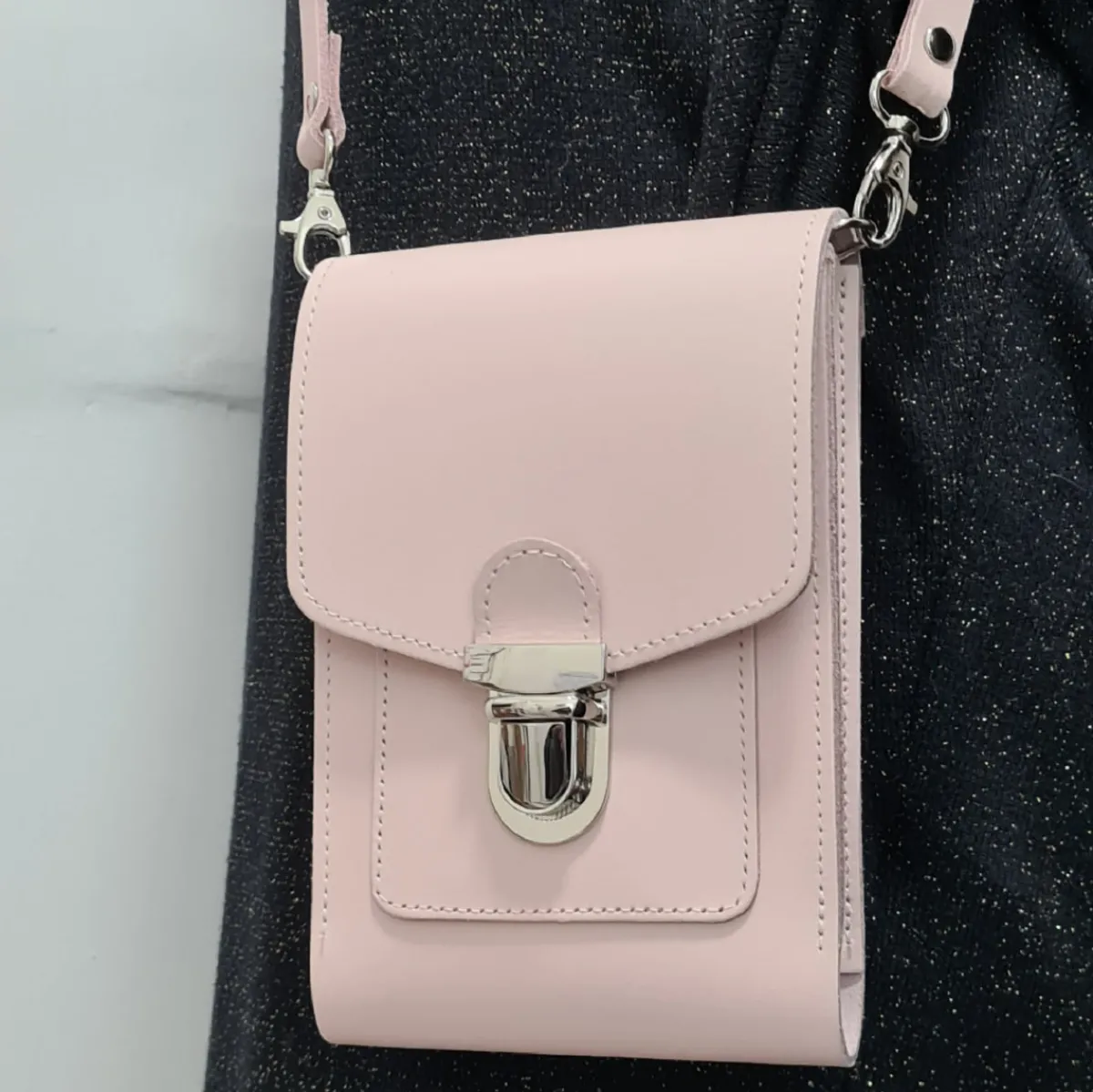 Zatchels Leather Push Lock Crossbody Phone Case - Cherry Blossom><noscript><img width=