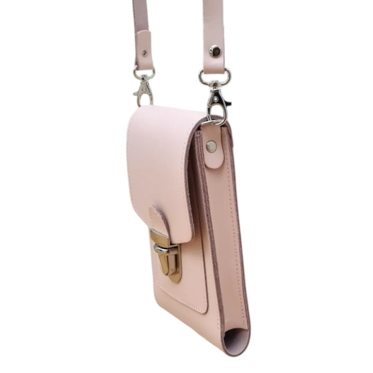 Zatchels Leather Push Lock Crossbody Phone Case - Cherry Blossom><noscript><img width=