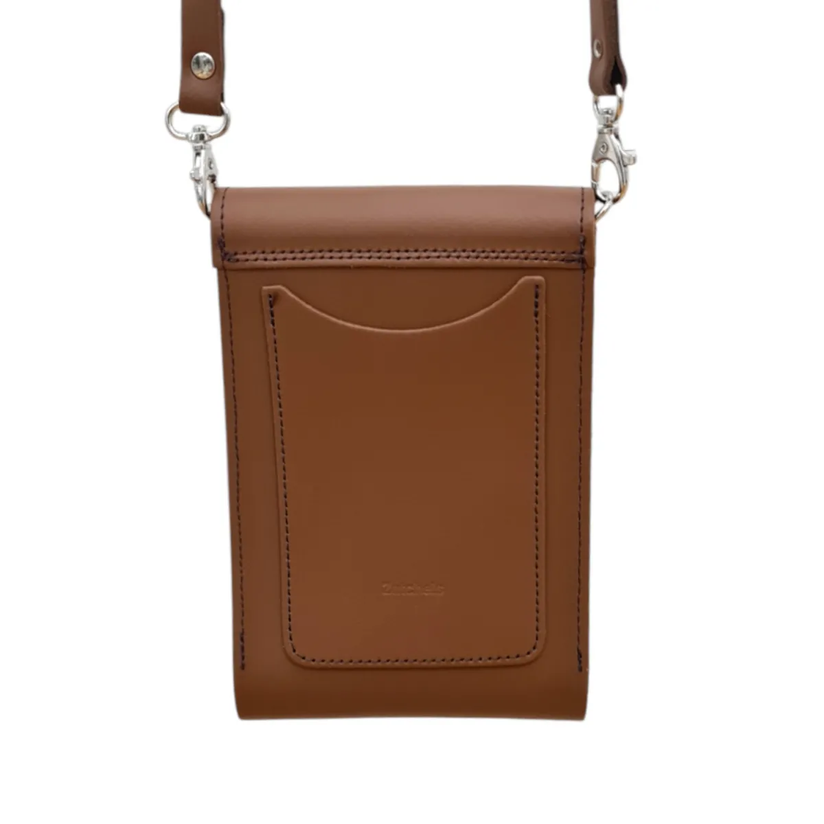 Zatchels Leather Push Lock Crossbody Phone Case - Chestnut><noscript><img width=