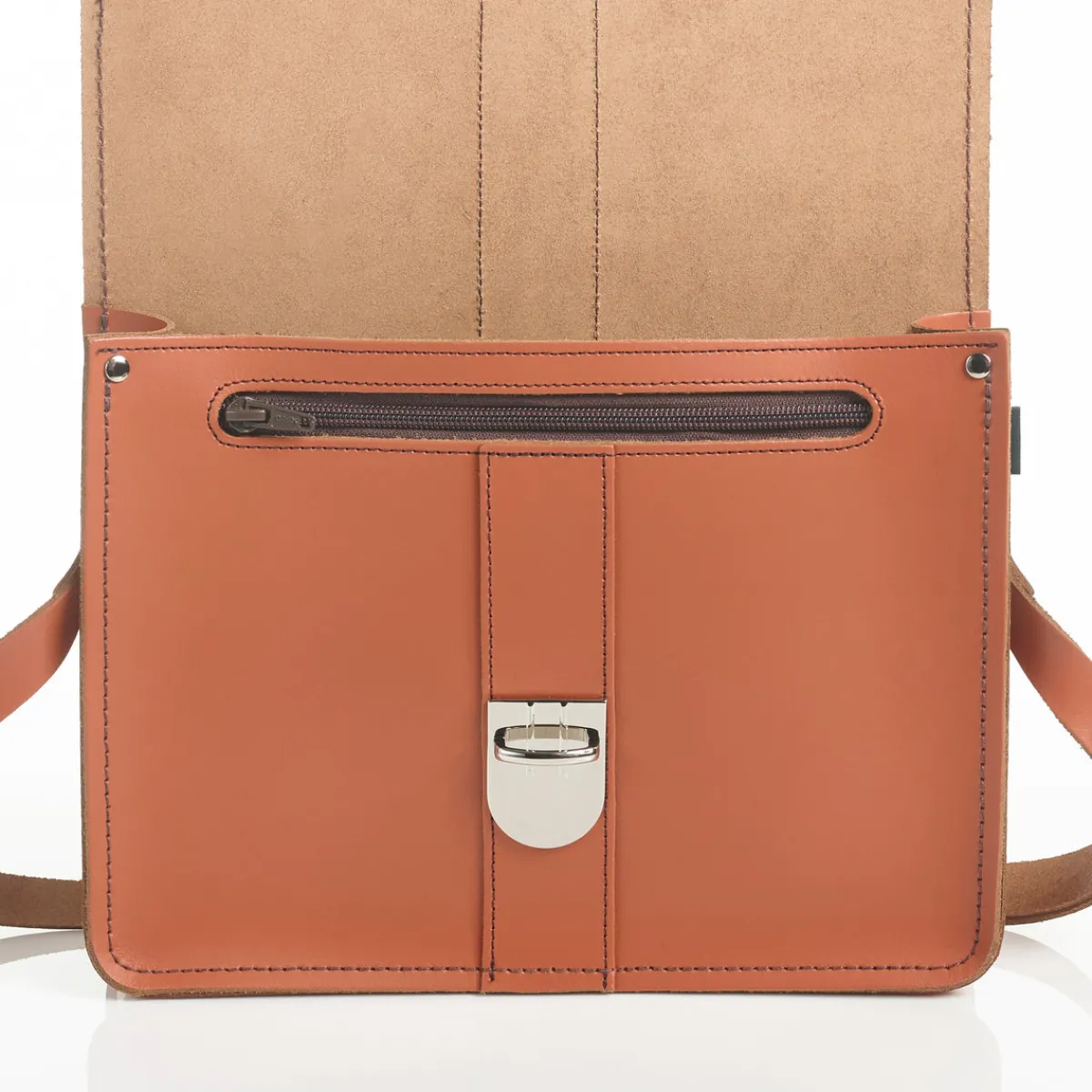 Zatchels Leather Shoulder Bag - Burnt Orange><noscript><img width=