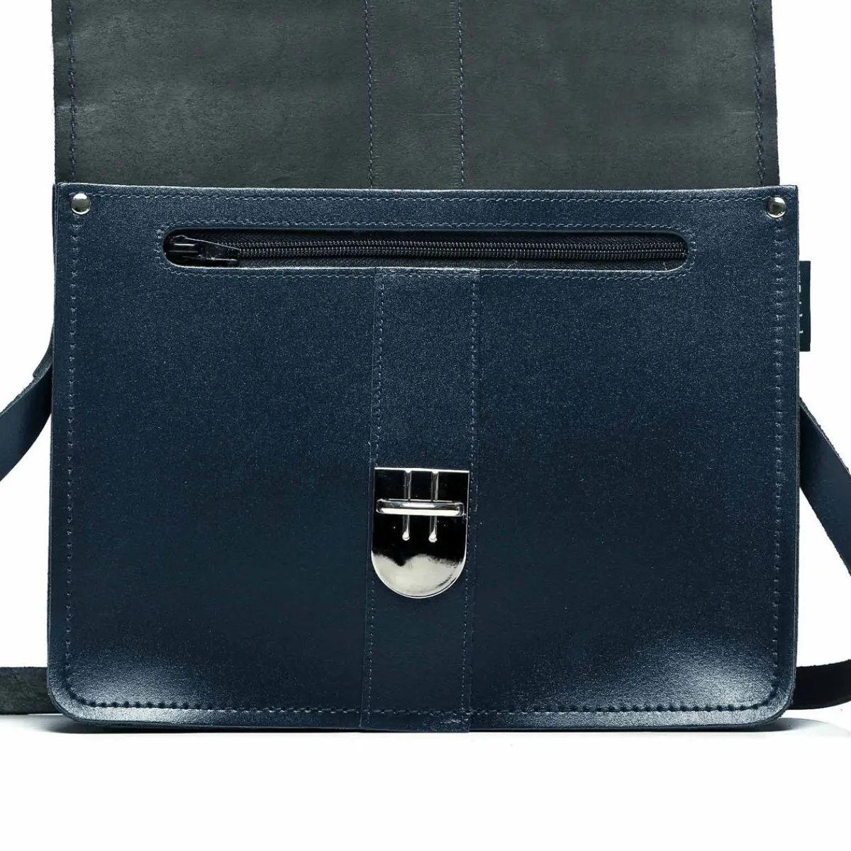 Zatchels Leather Shoulder Bag - Navy><noscript><img width=