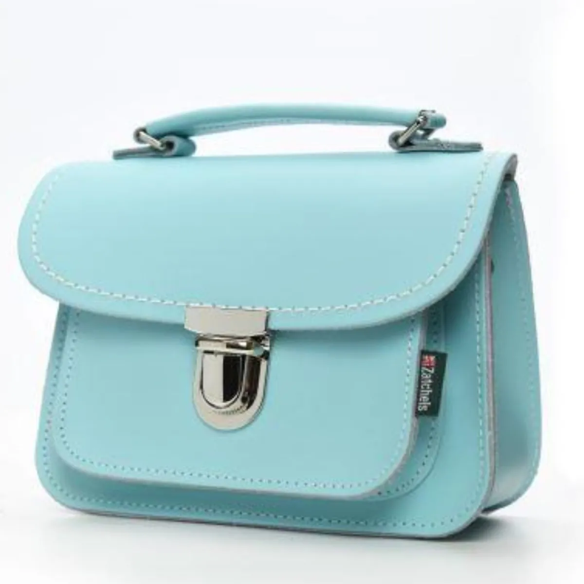 Zatchels Luna Handmade Leather Bag - Baby Blue>Women Small Satchels|Luna