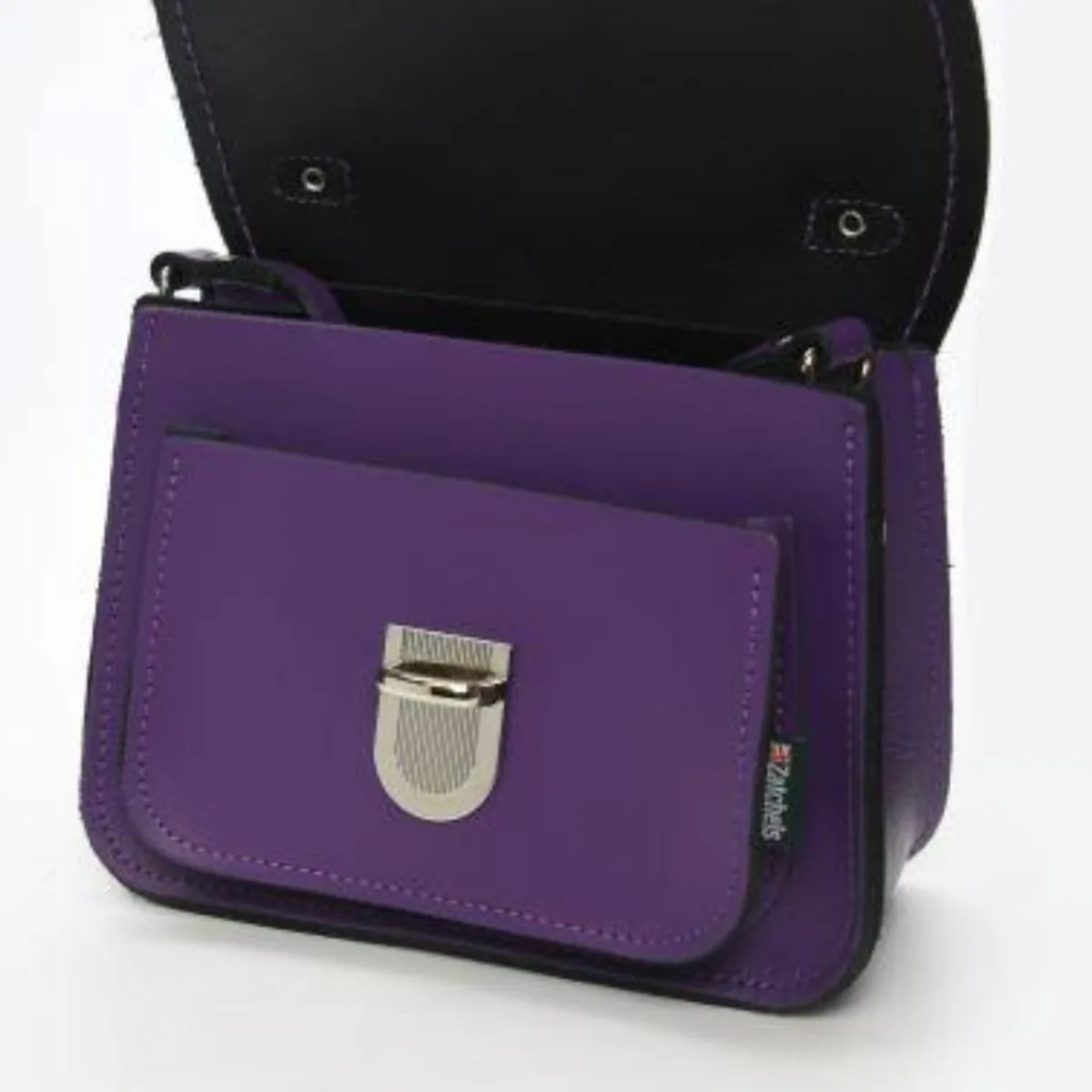 Zatchels Luna Handmade Leather Bag - Purple><noscript><img width=