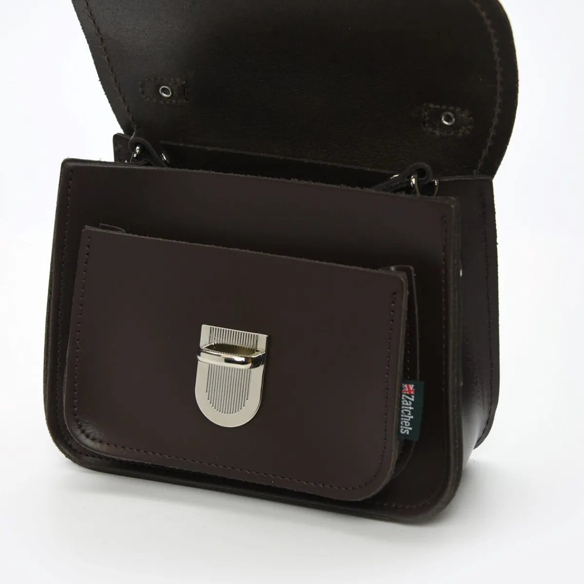 Zatchels Luna Handmade Leather Bag - Dark Brown><noscript><img width=